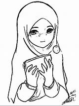 Muslim Islamic Hijab Colouring Mewarnai Fille Colorier Moslem Drawings Arabe Coran Enfants Coloriages sketch template