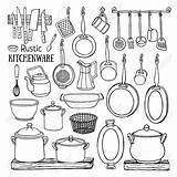 Pans Pots Sketch Drawing Kitchen Getdrawings Doodle Paintingvalley sketch template