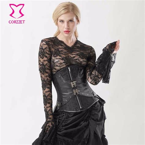 6xl plus size underbust corset gothic clothing with pockets black