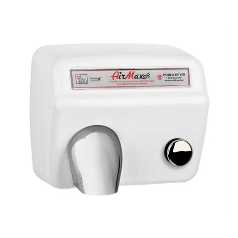 World Dryer Airmax Dm5 974 High Speed Push Button Hand Dryer White