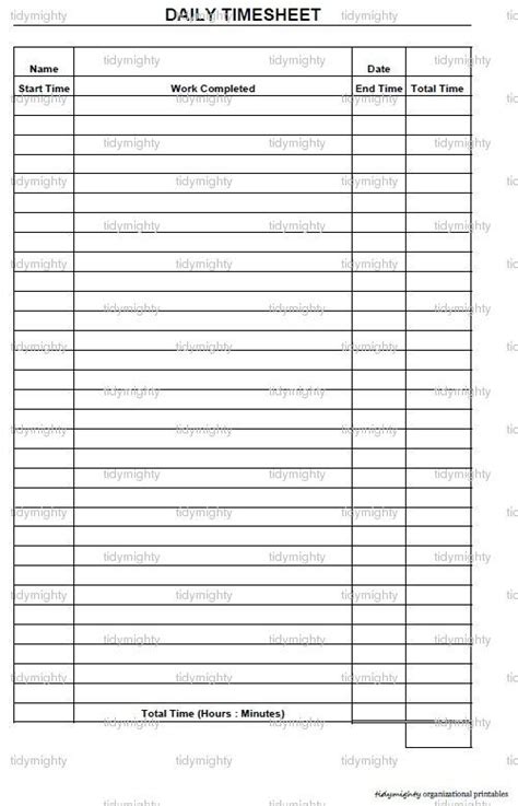 freeprintabledailytimesheet time sheet printable printables