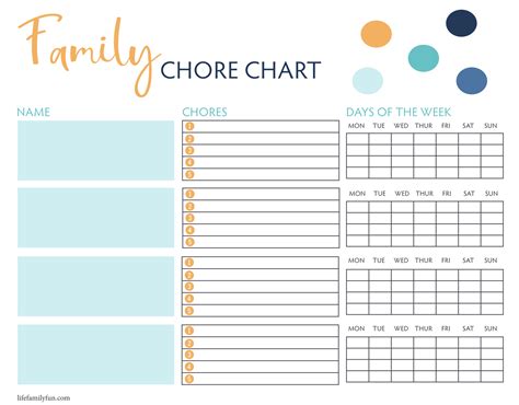 printable chore chart template