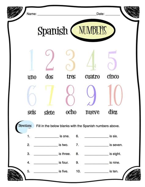 spanish numbers worksheet packet   teachers