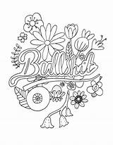 Coloring Pages Word Printable Swear Bullshit Flower Adult Book Colouring sketch template