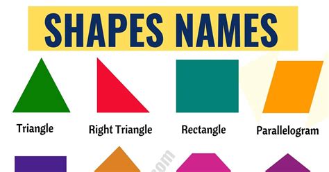 shapes names list   names  geometric shapes  esl pictures