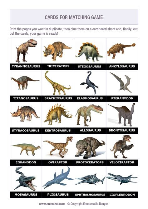 dinosaur matching game  printable  printable templates