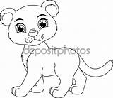 Panther Coloring Cute Stock Illustration Cartoon Vector 1023 17kb sketch template