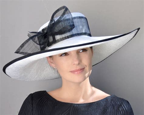 kentucky derby hat wedding hat formal hat ladies black  white hat