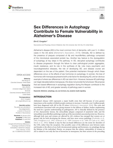 pdf sex differences in autophagy contribute to female vulnerability