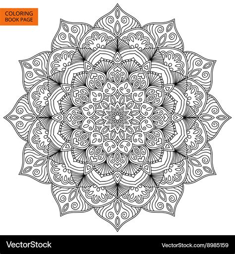coloring book page  flower mandala royalty  vector