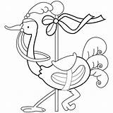Carousel Animals Coloring Pages Animal Ostrich Digital Horse Embroidery Colouring Daycoloring Choose Board sketch template