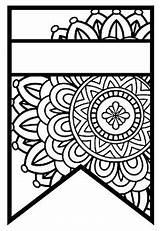 Mandala Pennant Bulletin Banner Coloring Pattern Name Board Style Set sketch template