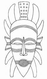 Mask African Coloring Template Masque Masks Africa Clip sketch template