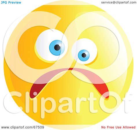 royalty  rf clipart illustration   yellow nervous emoticon