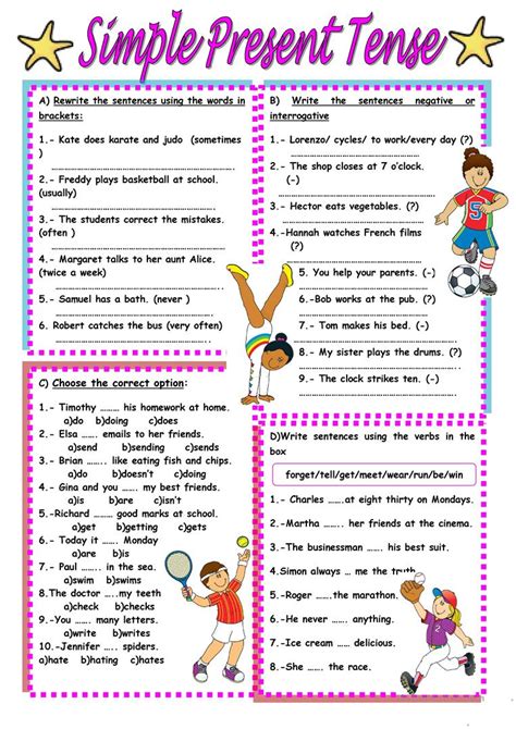 Simple Present Tense English Esl Worksheets For Distance