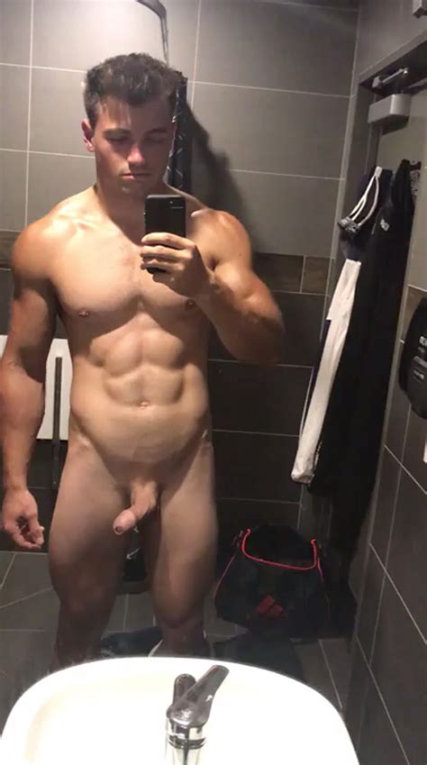 muscle hottie showing throbbing cock my own private locker room