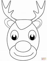 Reindeer Coloring Christmas Printable Pages Face Drawing Head Color Print Easy Drawings Draw Animals Puzzle sketch template