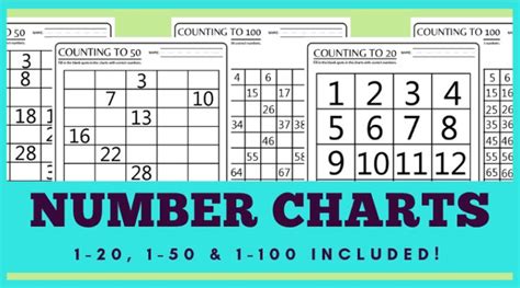 number chart    printable including blank skip counting