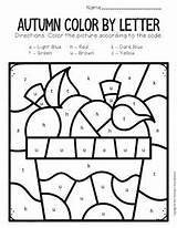 Fall Number Color Preschool Worksheets Letter Lowercase Apples sketch template