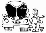 Car Repair Auto Mechanic Working Clipart Vector Drawing Hood Cartoon Stock Book sketch template