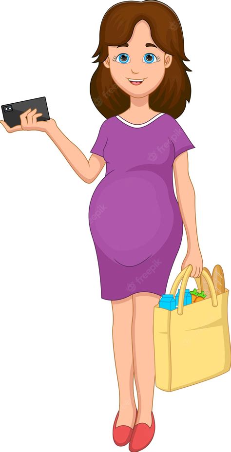 Premium Vector Pretty Pregnant Mom Shopping