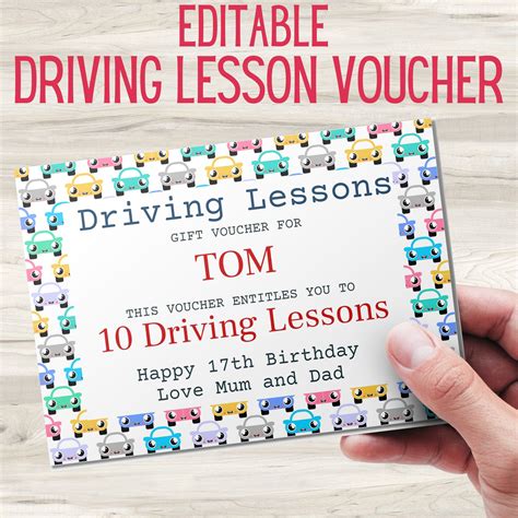 driving lessons gift voucher template fully editable driving lesson