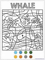 Number Color Animals Ocean Coloring Pages Whale Animal Kids Octopus Activities Jellyfish Fish sketch template