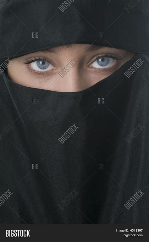 beautiful blue eyed woman black image and photo bigstock