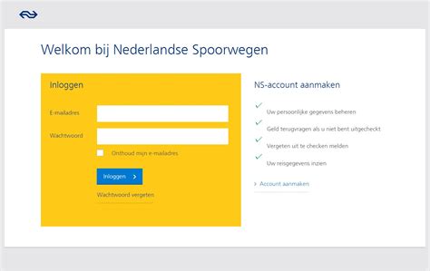 inloggen bij ns
