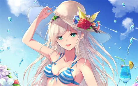 download 1440x900 wallpaper anime girl holiday fun bikini summer