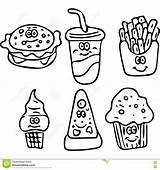 Food Coloring Kids Fast Drawing Tasty Funny Illustration Preview sketch template