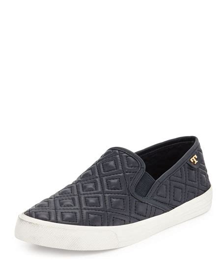 tory burch jessie quilted slip  sneaker bright navy