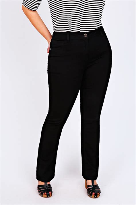 black bootcut 5 pocket jeans plus size 14 to 32