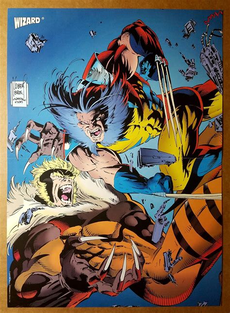 wolverine  sabretooth marvel comics poster  andy adam kubert