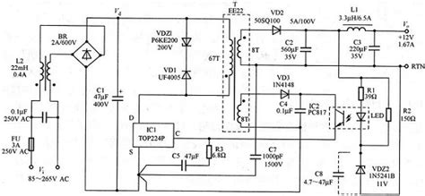 switching power supply circuit diagram  explanation