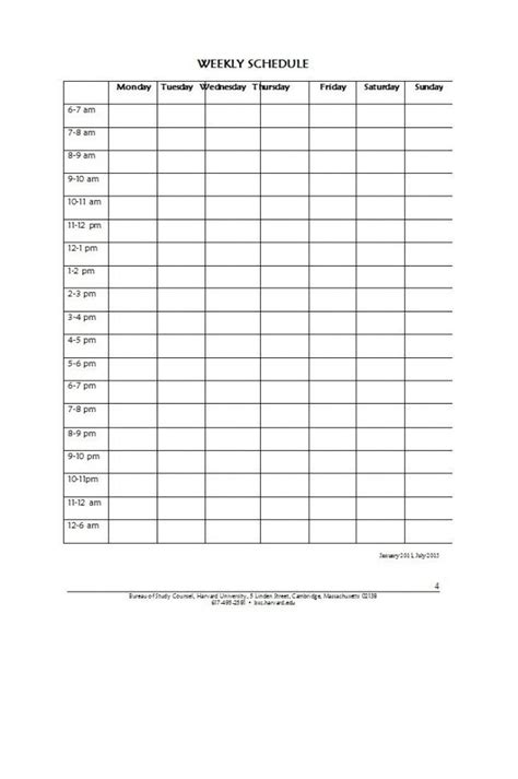 explore    weekly block schedule template   block