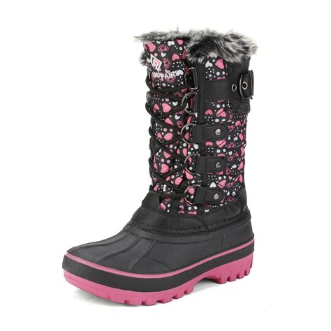 dream pairs kids boys girls snow boots insulated waterproof winter snow boots kriver  black