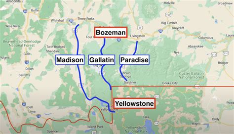 bozeman  yellowstone   routes      southern