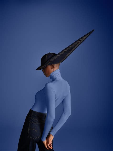 stephen jones and g star raw collaborate to create couture denim hats