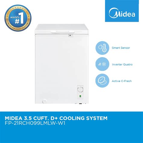 Midea Chest Freezer 3 5 Cu Ft With Led Lamp And Cyclopentane Foaming