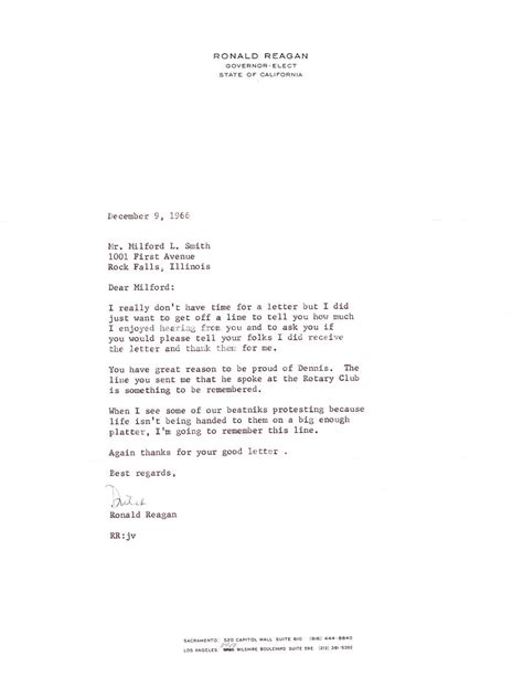 typed letters signed ronald reagan
