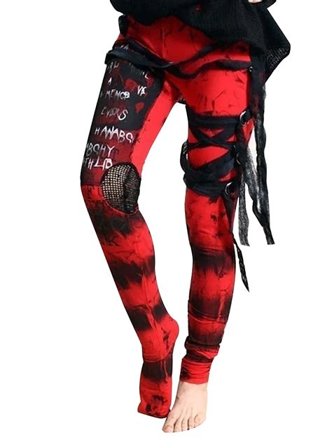 A Daily Low Price Store Punk Women Ripped Leggings Gothic Tattered