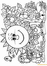 Sun Smiling Flowers Pages Coloring Kolorowanki Wiosna Spring Do Dla Drukowania Marzec Color Dzieci Online A4 Malowanki Roku Pory Artykuł sketch template