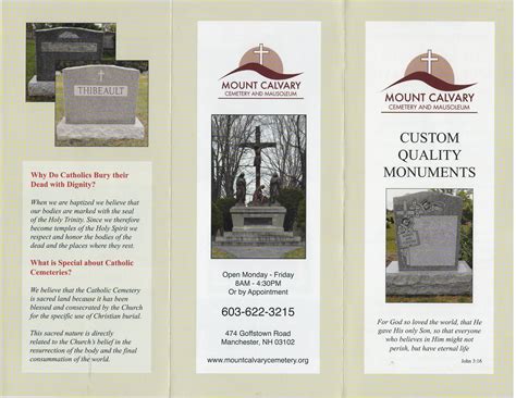 mount calvary cemetery monument brochure