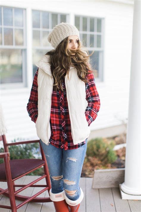 Style Plaid Shirt And Puffer Vest Lauren Mcbride Casual Holiday