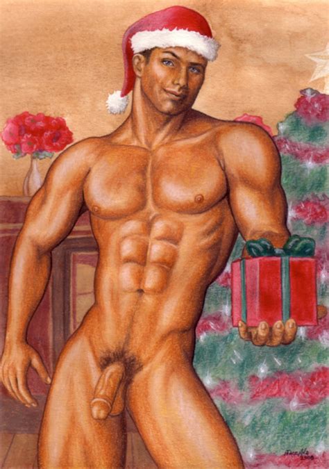 sexy naked christmas guy drawing mistressandsub99