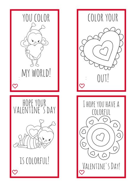 kindergarten printable valentines day cards  color web valentines