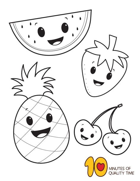 fruit coloring page  minutes  quality time fruit coloring pages