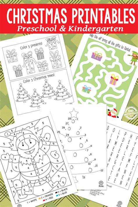 christmas preschool kindergarten worksheets   print kids