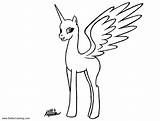 Alicorn Coloring Pages Base Line Printable Kids Adults Color sketch template
